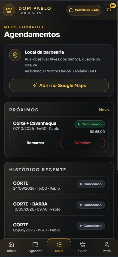 App do cliente — Agendamentos